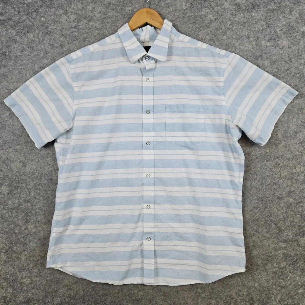 Banana Republic Blue & White Striped Shirt Size XL 100% Cotton Standard Fit SPOT